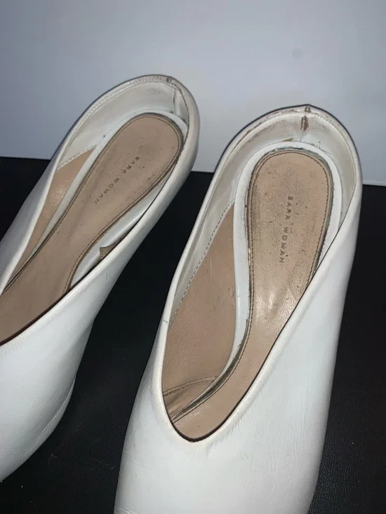 ZARA Pointy V-Neck Leather Block Heel Mules Minimalist - Picture 11 of 12